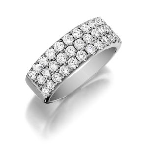 Henri Daussi R18 Triple Row Pave Set Diamond Band