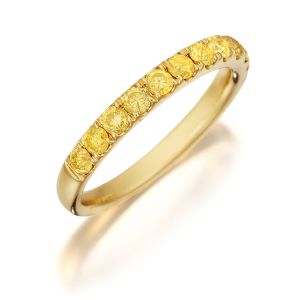 Henri Daussi R2-3 Diamond Band Single Line of Fancy Yellow Diamonds