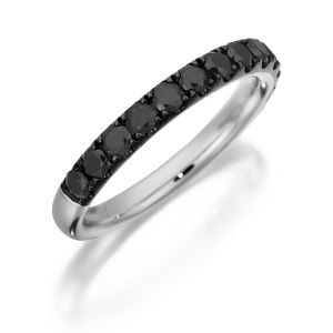 Henri Daussi R2-4 Diamond Band Single Line of Black Diamonds