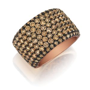 Henri Daussi R20-6 Rose Gold Eight Row Pave Set Fancy Brown Diamond Band