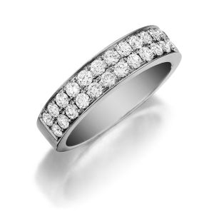 Henri Daussi R21 Double Row Pave Set Diamond Band