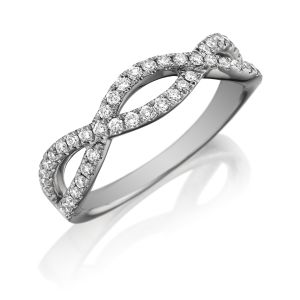 Henri Daussi R23-1 Twisted Band with Pave Set Diamonds