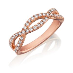 Henri Daussi R23-7 Rose Gold Twisted Band with Pave Set Diamonds