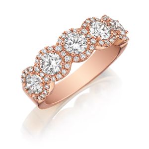 Henri Daussi R24-7 Rose Gold Round Diamond Cluster Band