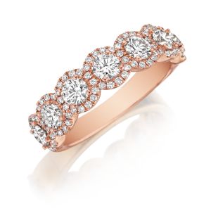 Henri Daussi R25-7 Rose Gold Round Diamond Cluster Band