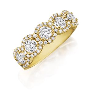 Henri Daussi R25-8 Yellow Gold Round Diamond Cluster Band