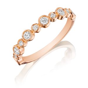 Henri Daussi R28-7 Rose Gold Bezel Set Milgrain Diamond Band