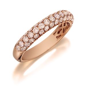 Henri Daussi R3-2 Triple Row Pave Band of Fancy Light Pink Diamonds