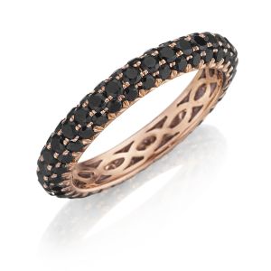 Henri Daussi R3-5 Triple Row Pave Rose Gold Band of Black Diamonds