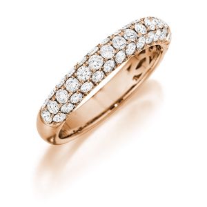 Henri Daussi R3-7 Triple Row Rose Gold Pave Diamond Band