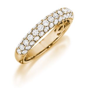 Henri Daussi R3-8 Triple Row Yellow Gold Pave Diamond Band