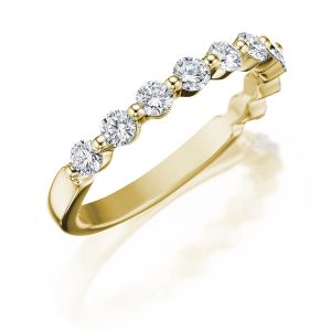 Henri Daussi R32-8 Yellow Gold Shared Prong Diamond Band