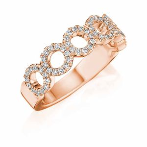 Henri Daussi R33-2 Rose Gold Diamond Halo Band