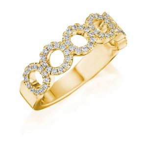 Henri Daussi R33-3 Yellow Gold Diamond Halo Band