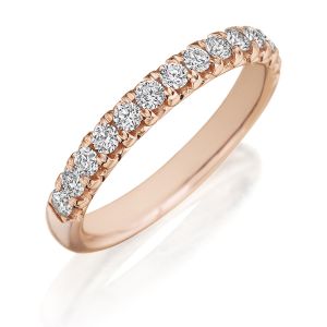 Henri Daussi R39-2 Rose Gold Prong Set Single Line Diamond Band