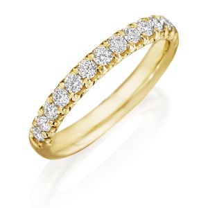 Henri Daussi R39-3 Yellow Gold Prong Set Single Line Diamond Band