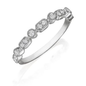 Henri Daussi R43-1 Bead and Bezel Set Diamond Band with Miligrain Detail