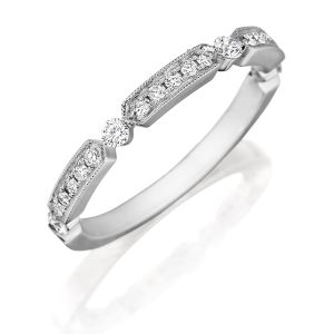 Henri Daussi R44-1 Bead Set Diamond Band with Miligrain Detail