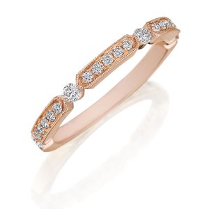 Henri Daussi R44-2 Rose Gold Bead Set Diamond Band with Miligrain Detail