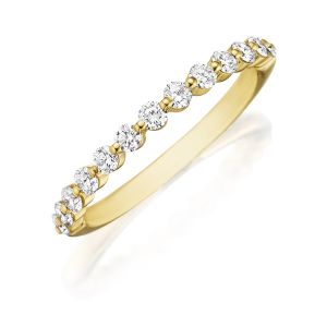 Henri Daussi R6-8 Yellow Gold Shared Prong Diamond Band