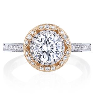 Tacori HT2570RD65PK 18 Karat Two-Tone Crescent Chandelier Engagement Ring