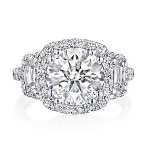 HT2678CU95 Platinum Tacori Petite Crescent Round with Cushion 3-Stone Engagement Ring