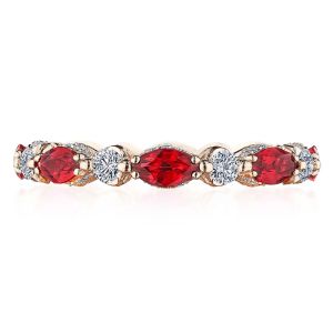 Tacori HT2681PK65RB 18K Marquise Ruby and Round Diamond Eternity Wedding Ring