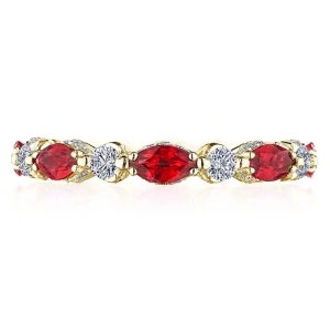 Tacori HT2681Y65RB 18K Marquise Ruby and Round Diamond Eternity Wedding Ring