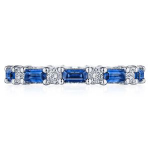 Tacori HT2682W65BS 18 Karat Baguette Sapphire and Round Diamond Eternity Wedding Ring
