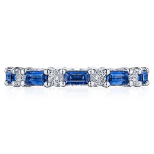 Tacori HT2682W65BS 18 Karat Baguette Sapphire and Round Diamond Eternity Wedding Ring