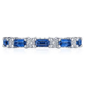 Tacori HT268265BS Platinum Baguette Sapphire and Round Diamond Eternity Wedding Ring