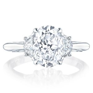 HT2688OV95X7 Platinum Tacori RoyalT 3 Stone Engagement Ring