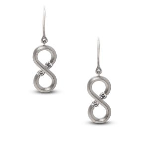 Steven Kretchmer- Mini Drop Infinity Tension Set Earrings in 18 Karat Gold or Platinum