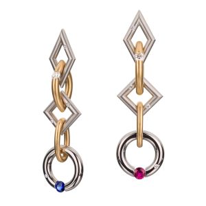 Kretchmer 18 Karat Long Jazz Tension Set Earrings