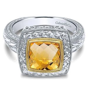 Gabriel Fashion Silver / 18 Karat Two-Tone Mediterranean Ladies' Ring LR5783MYJCT