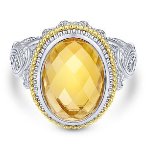 Gabriel Fashion Silver / 18 Karat Two-Tone Roman Ladies' Ring LR5795MYJCT