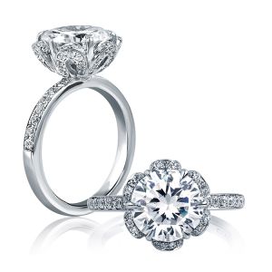 A Jaffe 14 Karat Classic Engagement Ring ME1622