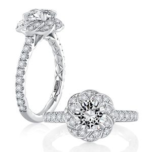 A.JAFFE 14 Karat Round Diamond Halo Engagement Ring MECRD2435Q