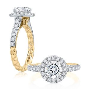 A Jaffe Platinum Noble Halo Round Engagement Ring MECRD2500Q