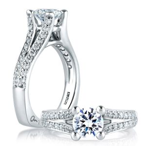 A Jaffe 14 Karat Signature Engagement Ring MES017