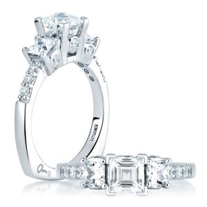 A Jaffe 18 Karat Three-Stone Engagement Ring MES126