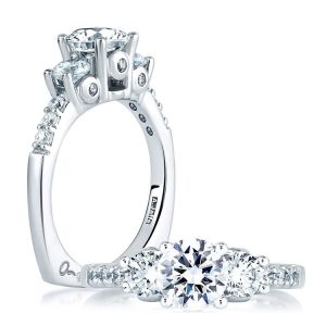 A Jaffe Platinum Three-Stone Engagement Ring MES127