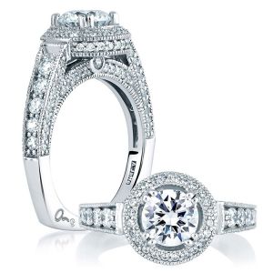 A Jaffe 14 Karat Signature Engagement Ring MES151