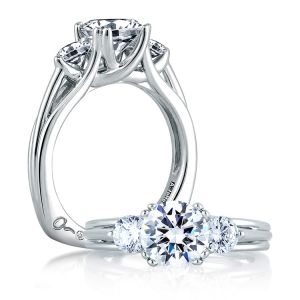 A Jaffe Platinum Three-Stone Engagement Ring MES225