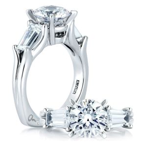 A Jaffe 14 Karat Three-Stone Engagement Ring MES263