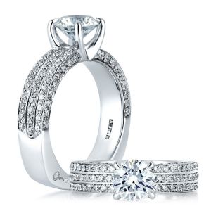 A Jaffe 14 Karat Signature Engagement Ring MES321