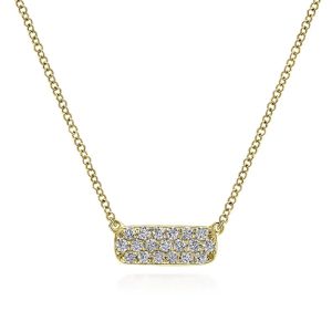 Gabriel Fashion 14 Karat Pave Diamond Bar Necklace NK4943Y45JJ