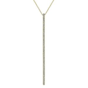 Gabriel Fashion 14 Karat Lusso Long Diamond Bar Necklace NK5283Y45JJ
