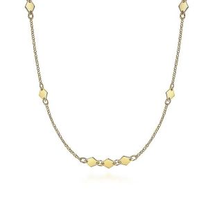 Gabriel Fashion 14K Diamond Shaped Disc Station Necklace NK6481Y4JJJ