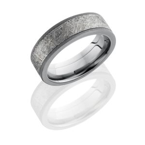 Lashbrook 7F15-METEORITE SANDBLAST Meteorite Wedding Ring or Band